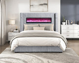 Fitzroy Gray Upholstered California King Bed with Fireplace by Homelegance at Eve Furniture
