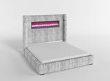 Fitzroy Gray Upholstered California King Bed with Fireplace by Homelegance at Eve Furniture