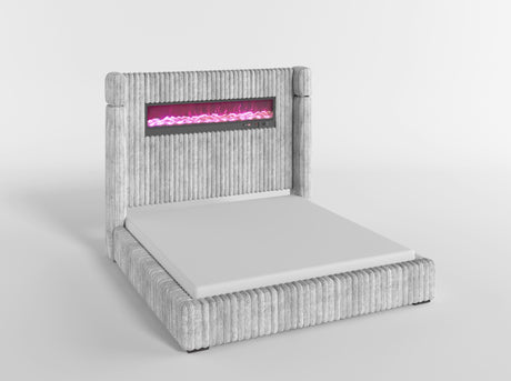 Fitzroy Gray Upholstered California King Bed with Fireplace by Homelegance at Eve Furniture