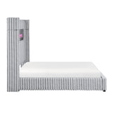 Fitzroy Gray Upholstered California King Bed with Fireplace by Homelegance at Eve Furniture