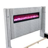 Fitzroy Gray Upholstered California King Bed with Fireplace by Homelegance at Eve Furniture
