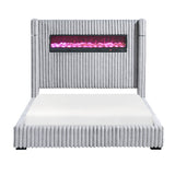 Fitzroy Gray Upholstered California King Bed with Fireplace by Homelegance at Eve Furniture