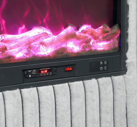 Fitzroy Gray Upholstered Queen Bed by Homelegance at Eve Furniture