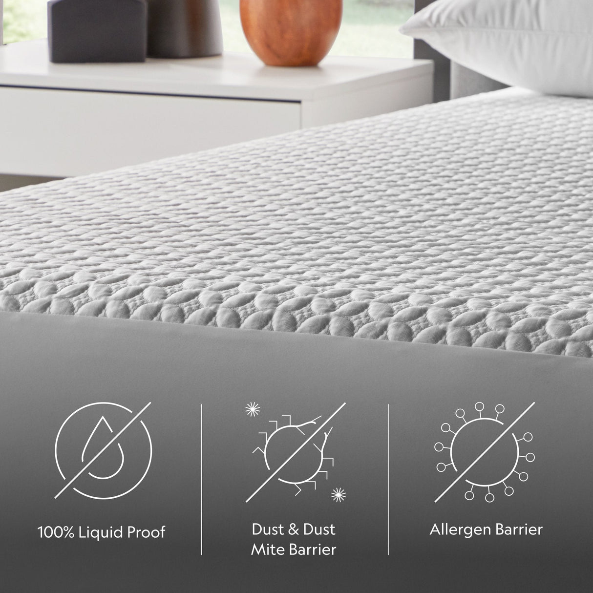 Five Sided+ HyperChill White Split Cal King Mattress Protector by Malouf at Eve Furniture