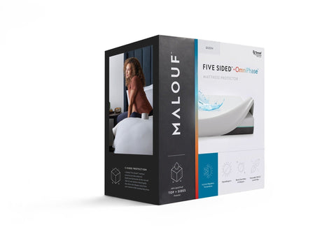 Five Sided Omniphase White King Mattress Protector by Malouf at Eve Furniture