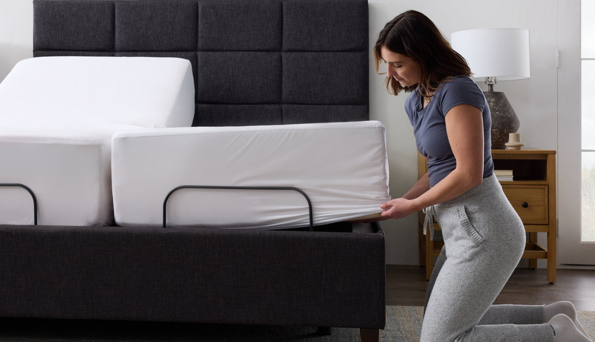Five Sided Omniphase White Split Head King Mattress Protector by Malouf at Eve Furniture