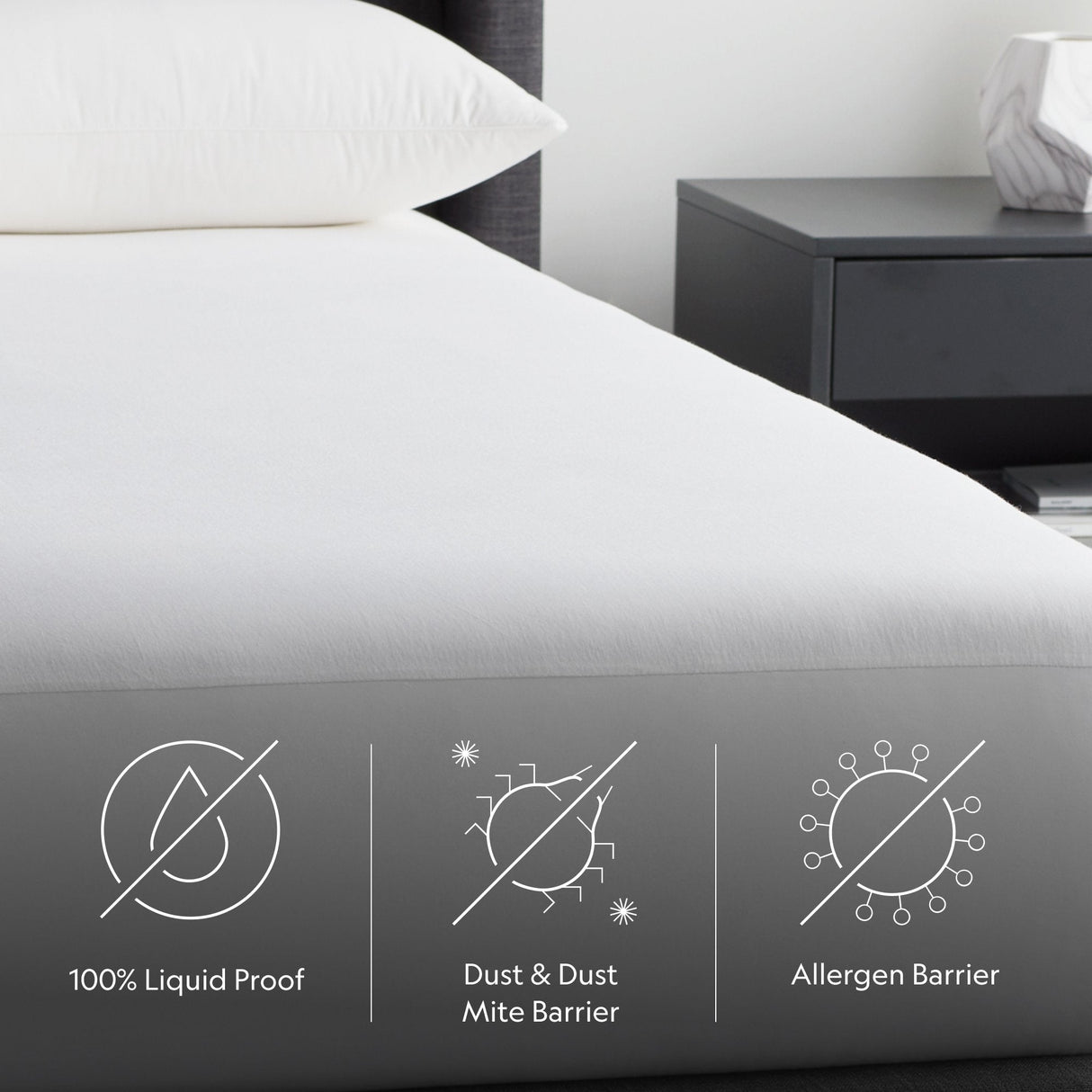 Five Sided Omniphase White Split Queen Mattress Protector by Malouf at Eve Furniture