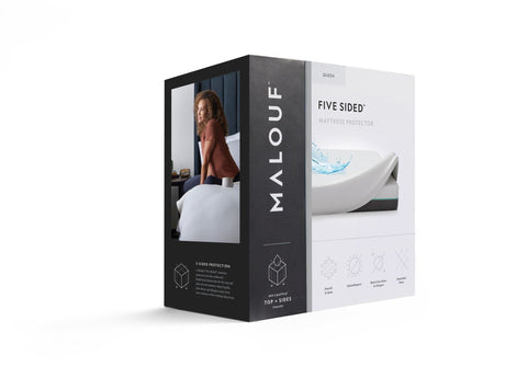 Five Sided White Twin Mattress Protector by Malouf at Eve Furniture