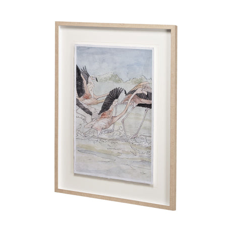 Flamingo I by Mercana Studio a Hand Embellished Textured Framed Art Print Matted under Glass by Mercana at Eve Furniture