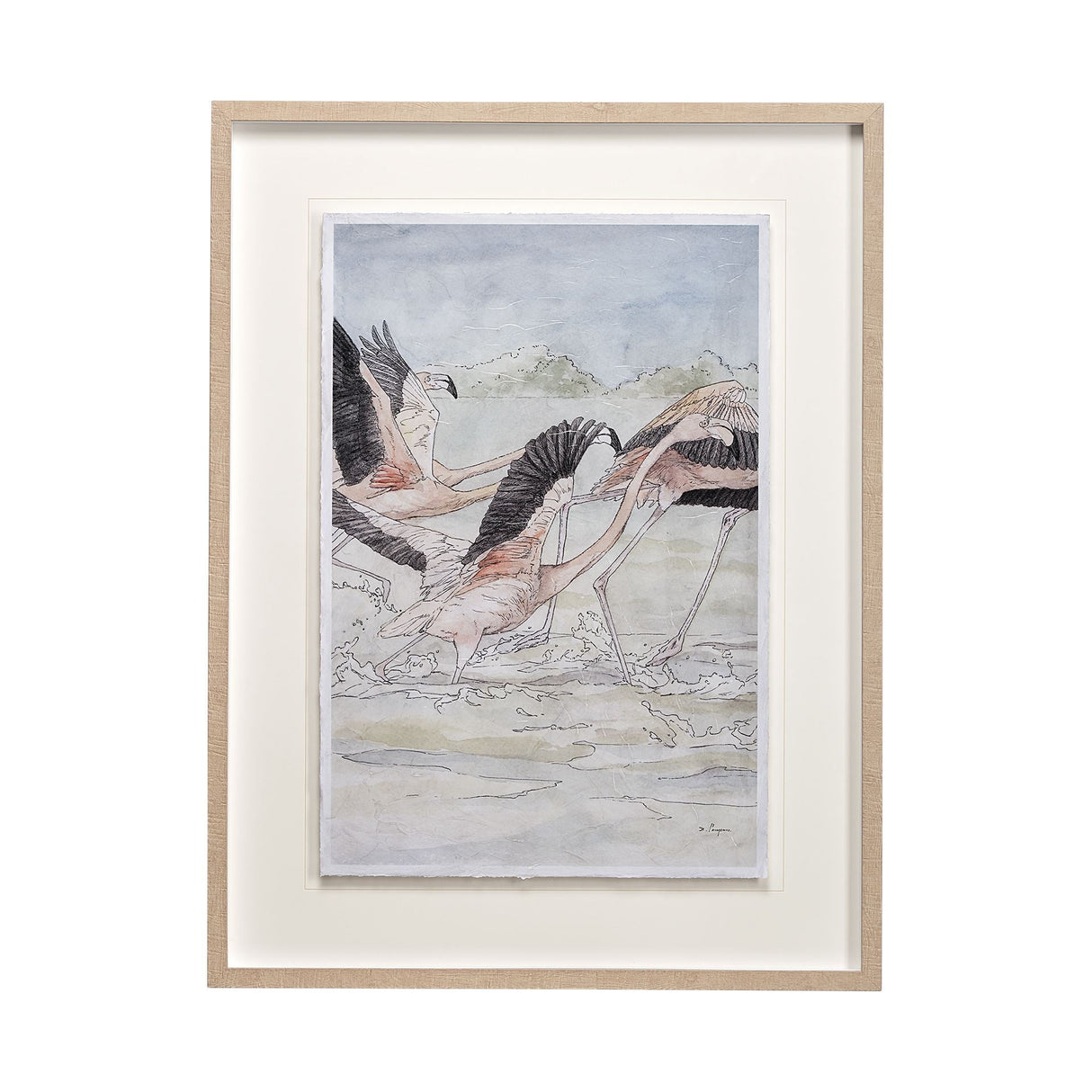 Flamingo I by Mercana Studio a Hand Embellished Textured Framed Art Print Matted under Glass by Mercana at Eve Furniture