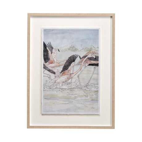 Flamingo I by Mercana Studio a Hand Embellished Textured Framed Art Print Matted under Glass by Mercana at Eve Furniture