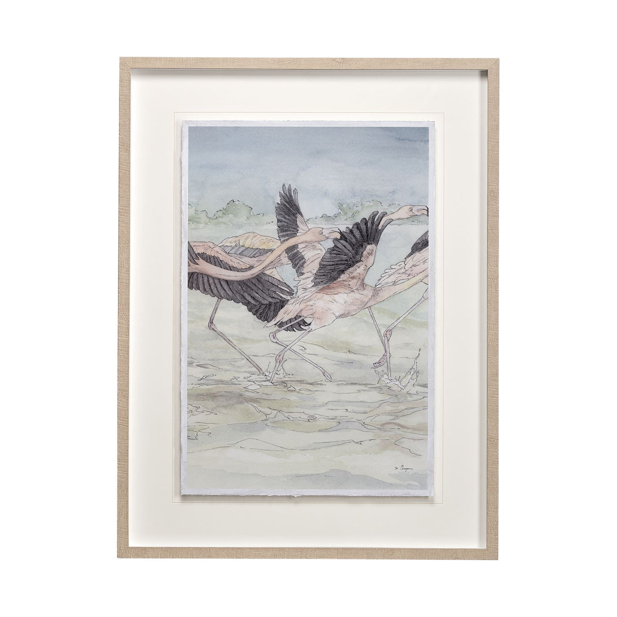 Flamingo II by Mercana Studio a Hand Embellished Textured Framed Art Print Matted under Glass by Mercana at Eve Furniture