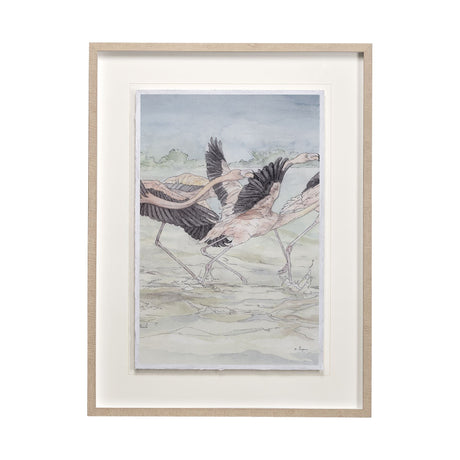 Flamingo II by Mercana Studio a Hand Embellished Textured Framed Art Print Matted under Glass by Mercana at Eve Furniture