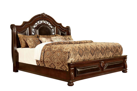 Flandreau Brown Cherry/Espresso 4-Piece Queen Bedroom Set by Furniture of America at Eve Furniture
