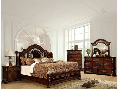 Flandreau Brown Cherry/Espresso 4-Piece Queen Bedroom Set by Furniture of America at Eve Furniture