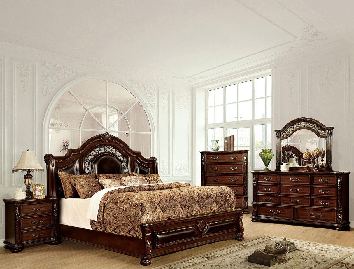 Flandreau Brown Cherry/Espresso King Bed by Furniture of America at Eve Furniture