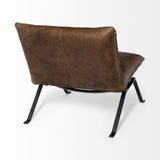 Flavelle I Brown Leather Cushion Seat and Solid Iron Base Accent Chair by Mercana at Eve Furniture