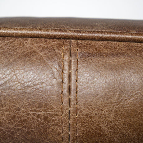 Flavelle I Brown Leather Cushion Seat and Solid Iron Base Accent Chair by Mercana at Eve Furniture