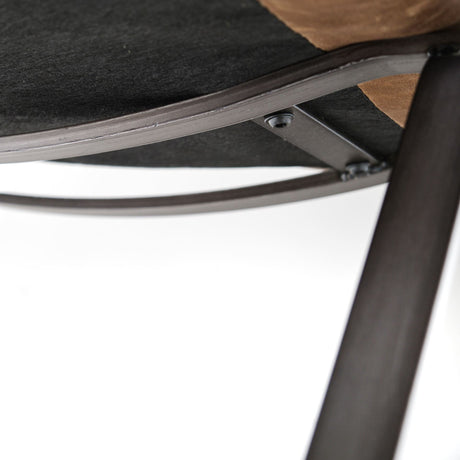 Flavelle I Brown Leather Cushion Seat and Solid Iron Base Accent Chair by Mercana at Eve Furniture