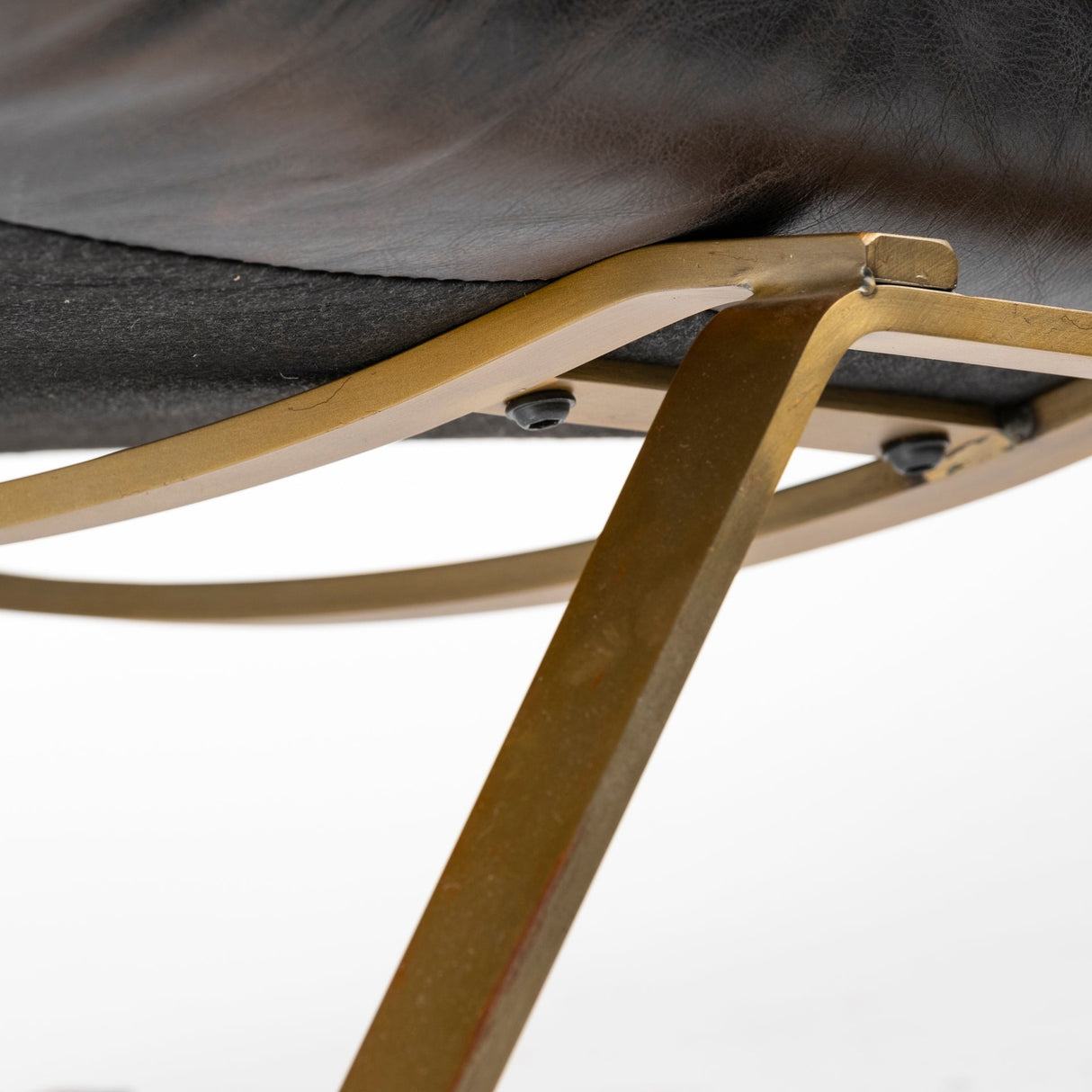 Flavelle II Black Leather Cushion Seat and Solid Iron Base Accent Chair by Mercana at Eve Furniture