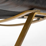 Flavelle II Black Leather Cushion Seat and Solid Iron Base Accent Chair by Mercana at Eve Furniture