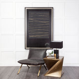 Flavelle II Black Leather Cushion Seat and Solid Iron Base Accent Chair by Mercana at Eve Furniture