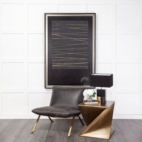 Flavelle II Black Leather Cushion Seat and Solid Iron Base Accent Chair by Mercana at Eve Furniture