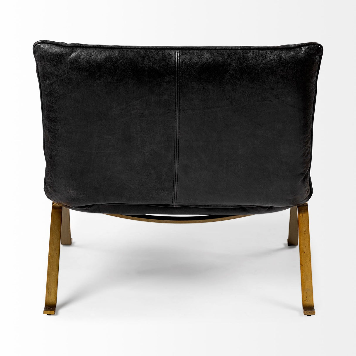 Flavelle II Black Leather Cushion Seat and Solid Iron Base Accent Chair by Mercana at Eve Furniture