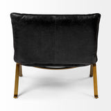 Flavelle II Black Leather Cushion Seat and Solid Iron Base Accent Chair by Mercana at Eve Furniture