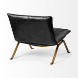 Flavelle II Black Leather Cushion Seat and Solid Iron Base Accent Chair by Mercana at Eve Furniture