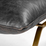 Flavelle II Black Leather Cushion Seat and Solid Iron Base Accent Chair by Mercana at Eve Furniture