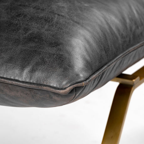 Flavelle II Black Leather Cushion Seat and Solid Iron Base Accent Chair by Mercana at Eve Furniture