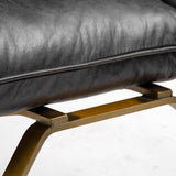 Flavelle II Black Leather Cushion Seat and Solid Iron Base Accent Chair by Mercana at Eve Furniture