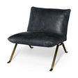 Flavelle II Black Leather Cushion Seat and Solid Iron Base Accent Chair by Mercana at Eve Furniture