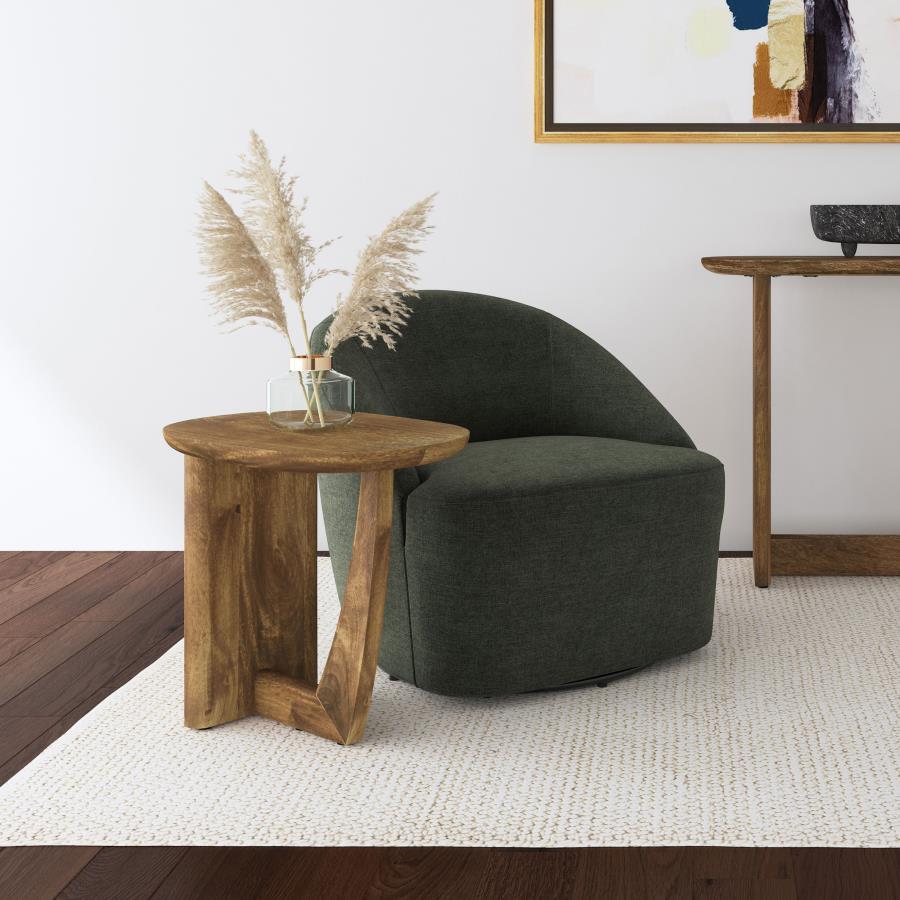 Fletcher Brown Round Solid Mango Wood Accent Side Table by Coaster at Eve Furniture