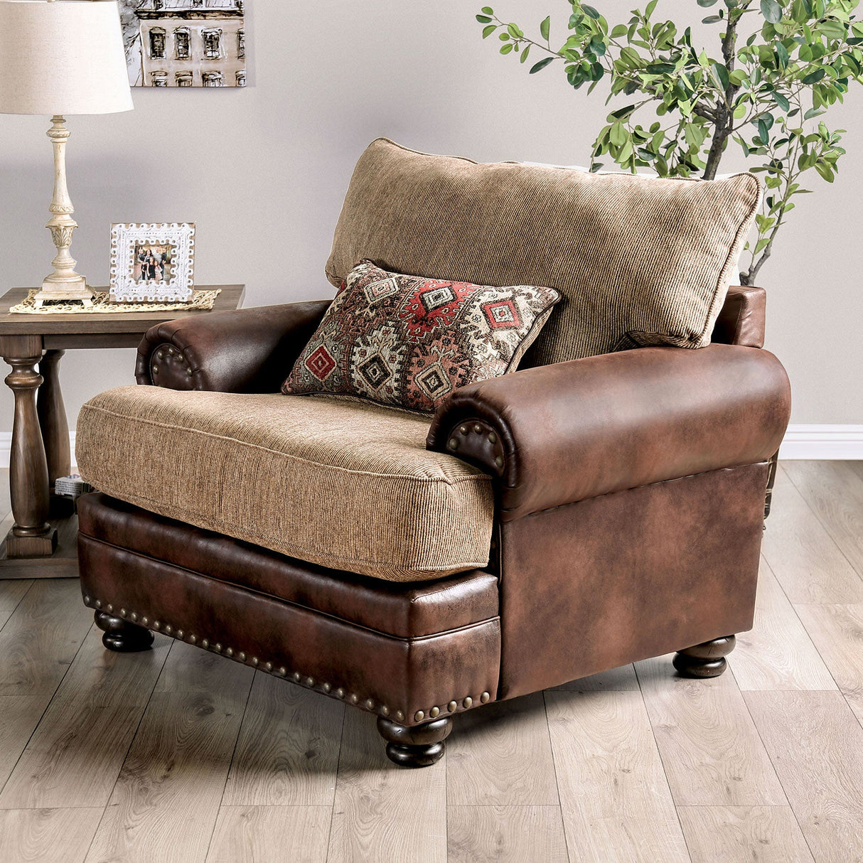 Fletcher Brown/Tan Chair by Furniture of America at Eve Furniture