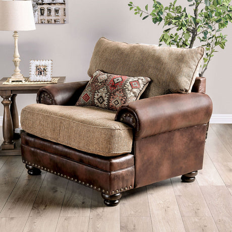 Fletcher Brown/Tan Chair by Furniture of America at Eve Furniture