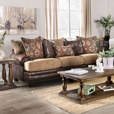 Fletcher Brown/Tan Sofa & Loveseat by Furniture of America at Eve Furniture