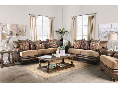 Fletcher Brown/Tan Sofa & Loveseat by Furniture of America at Eve Furniture