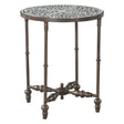 Fleur 20" Side Table with Floral Horn Inlay and Iron by Home Trends & Design at Eve Furniture