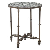 Fleur 20" Side Table with Floral Horn Inlay and Iron by Home Trends & Design at Eve Furniture