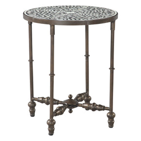 Fleur 20" Side Table with Floral Horn Inlay and Iron by Home Trends & Design at Eve Furniture