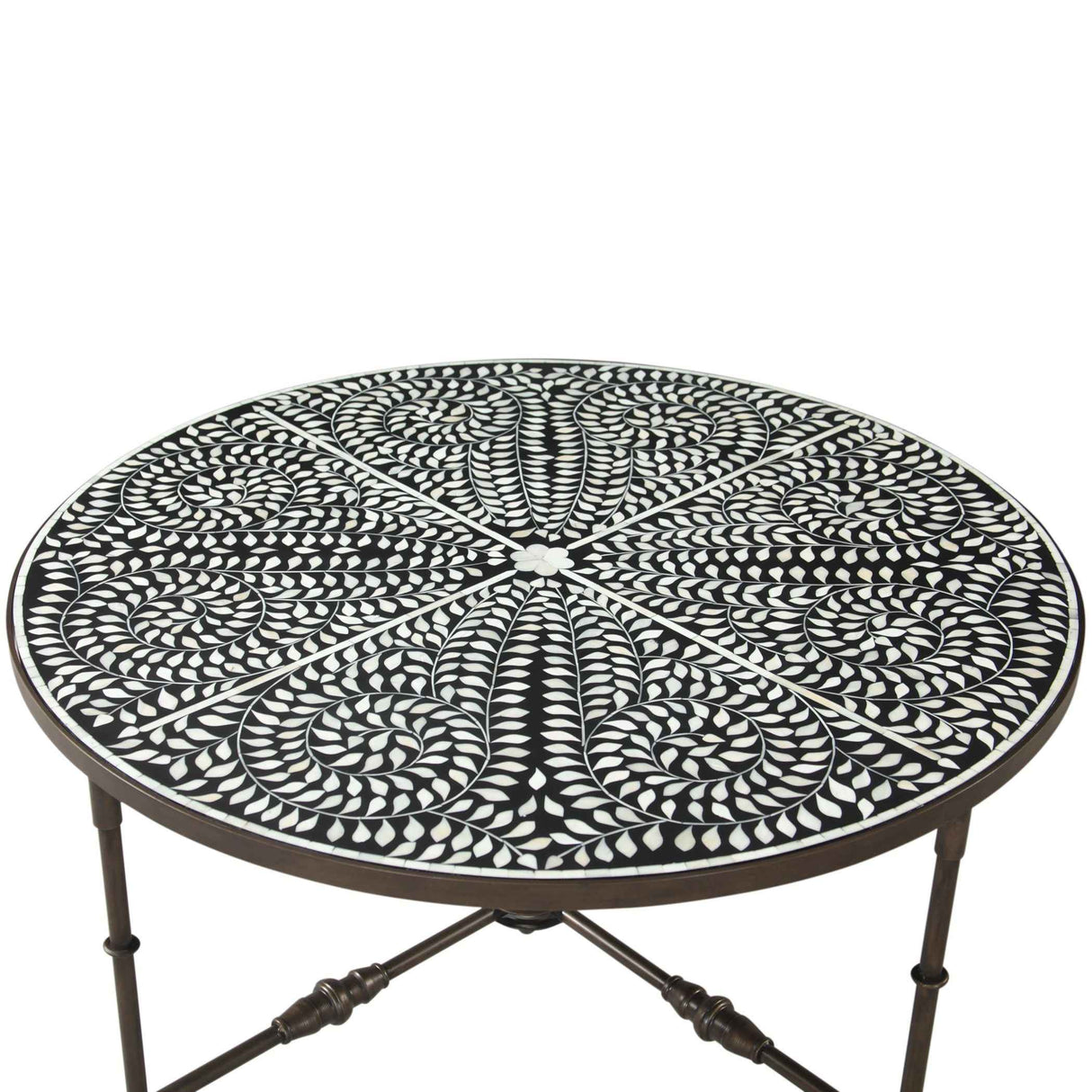 Fleur 40" Coffee Table with Floral Horn Inlay and Iron by Home Trends & Design at Eve Furniture