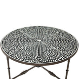 Fleur 40" Coffee Table with Floral Horn Inlay and Iron by Home Trends & Design at Eve Furniture