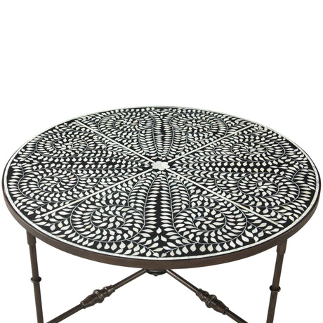 Fleur 40" Coffee Table with Floral Horn Inlay and Iron by Home Trends & Design at Eve Furniture