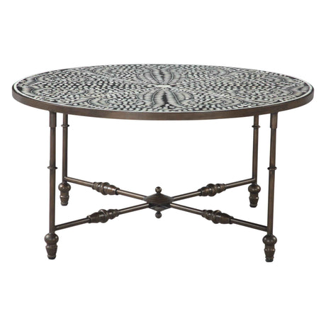 Fleur 40" Coffee Table with Floral Horn Inlay and Iron by Home Trends & Design at Eve Furniture