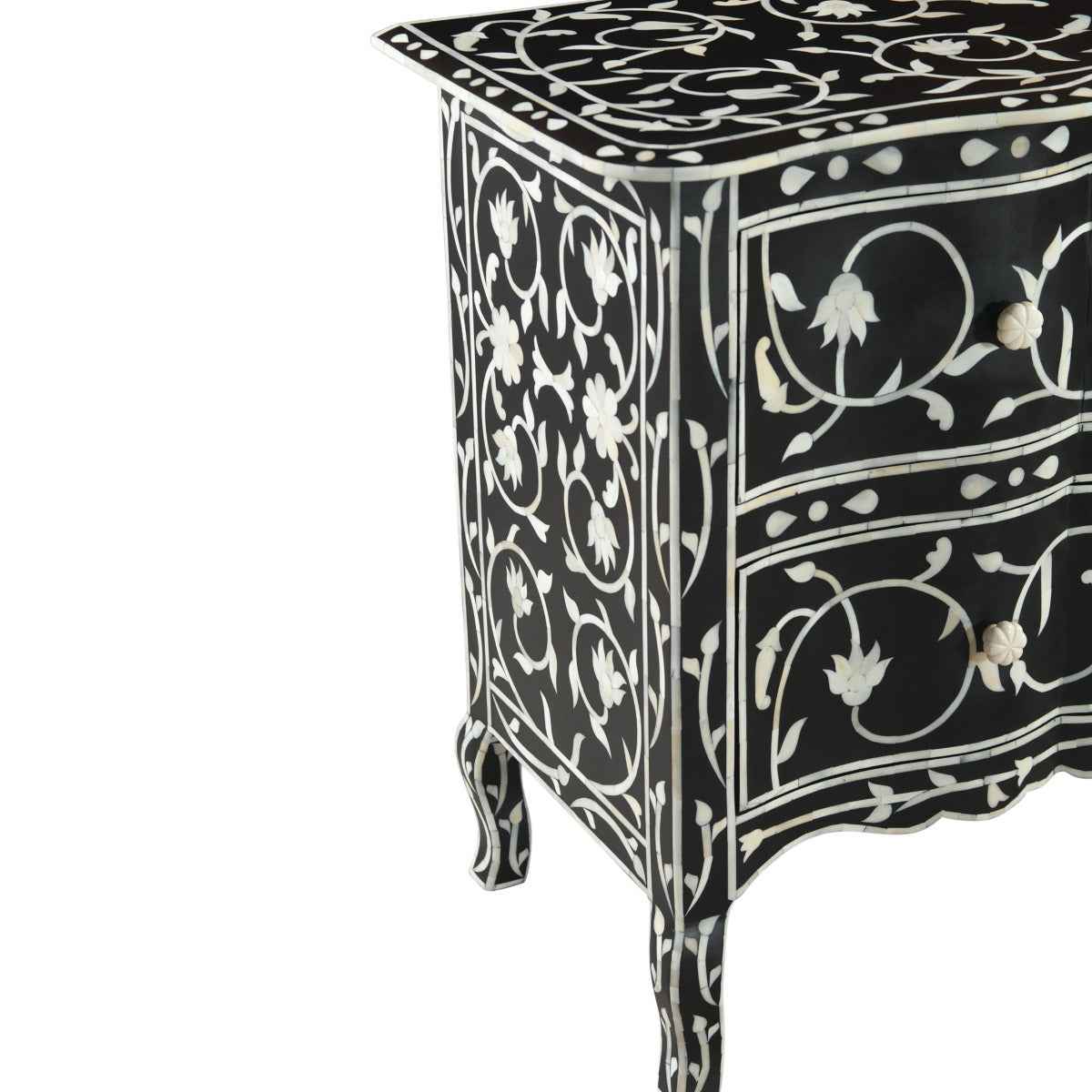 Fleur 42" Two Drawer Chest with Floral Horn Inlay by Home Trends & Design at Eve Furniture
