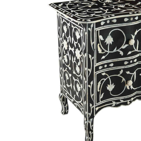 Fleur 42" Two Drawer Chest with Floral Horn Inlay by Home Trends & Design at Eve Furniture