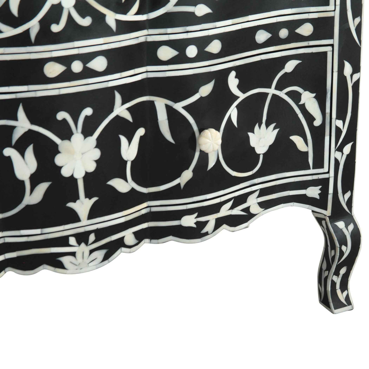 Fleur 42" Two Drawer Chest with Floral Horn Inlay by Home Trends & Design at Eve Furniture