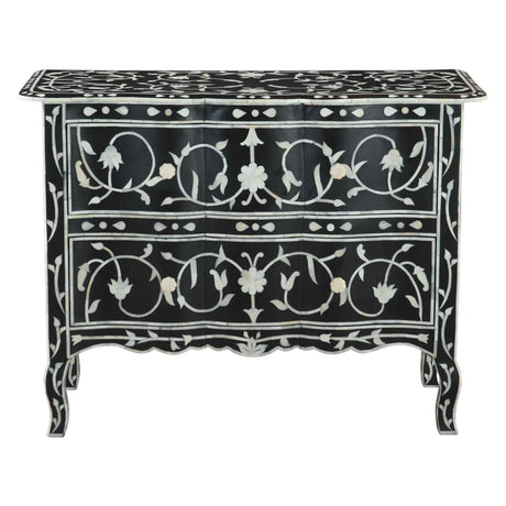 Fleur 42" Two Drawer Chest with Floral Horn Inlay by Home Trends & Design at Eve Furniture